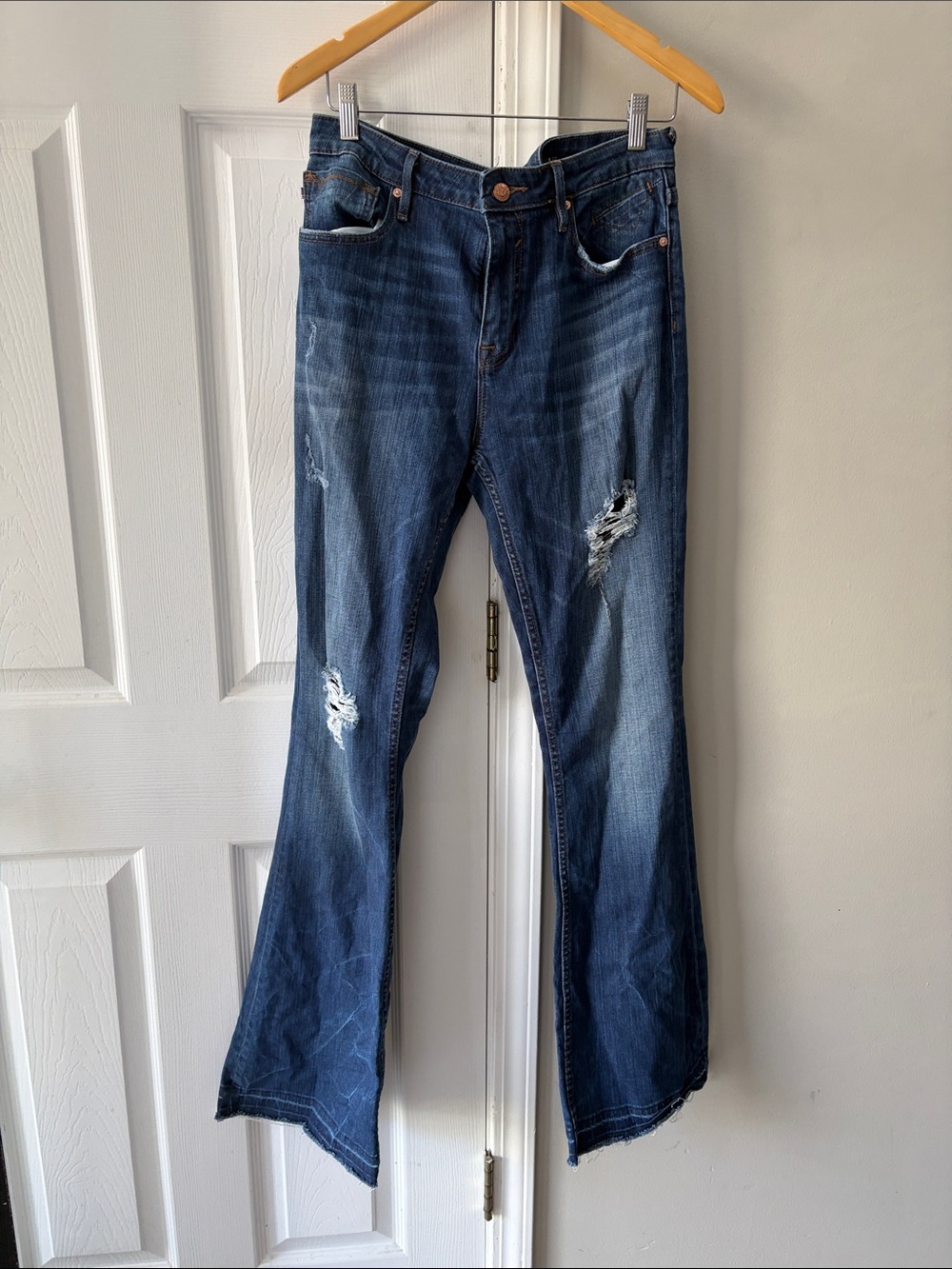 Vigoss Dark Blue Distressed Flare Jeans